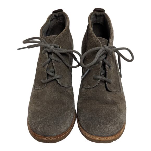 Timberland Glancy Chukka Ankle Bootie Tan Suede Lace Front Heels Size 8.5 - Picture 4 of 12